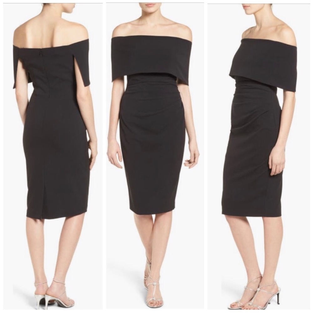 Vince Camuto Off the Shoulder Cocktail Mini Dress Women's Size 6 NWT Black - Picture 2 of 7